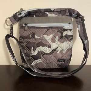 Lug Skipper Gray Blue Silver Camouflage Quilted Nylon Crossbody